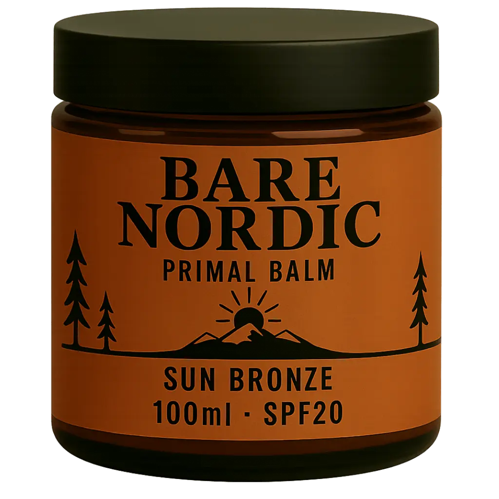 Bare Nordic Primal Balm sun bronze solskydd, ekologisk solkräm, handgjord i Sverige och utan kemikalier