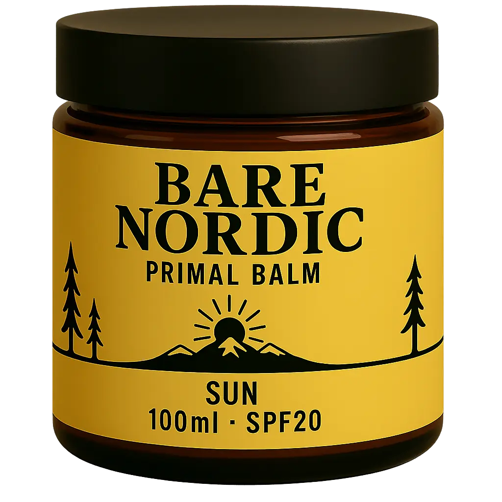 Bare Nordic Primal Balm sun SPF20 solskydd, ekologisk solkräm, handgjord i Sverige och utan kemikalier