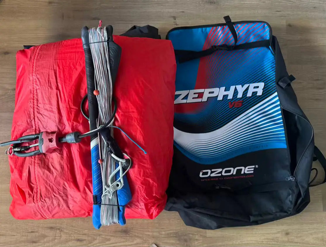 Begagnad kite Ozone Zephyr V6 17 m2 inklusive bom, komplett kite för nybörjare