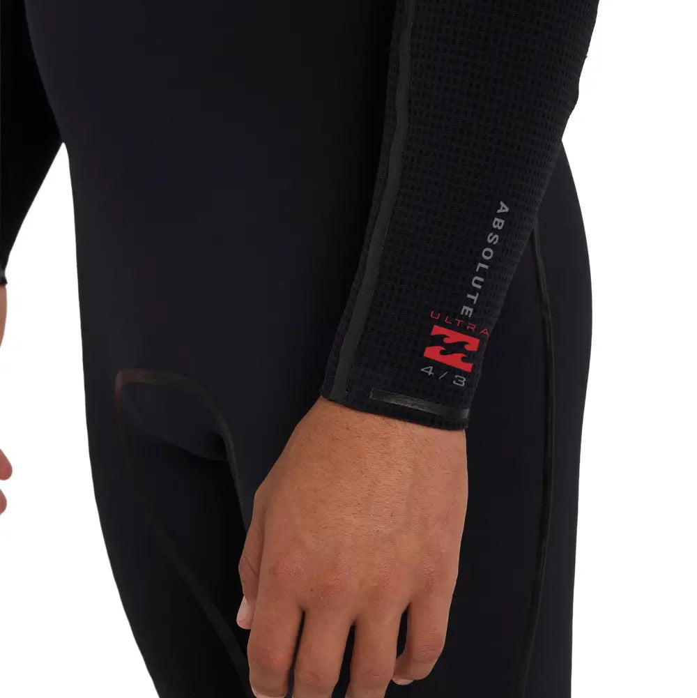 Billabong Absolute Ultra 4/3 är en varm och smidig våtdräkt med Graphene Ultra, Airlite 4D, Ocena Natural Rubber och S-Zip.